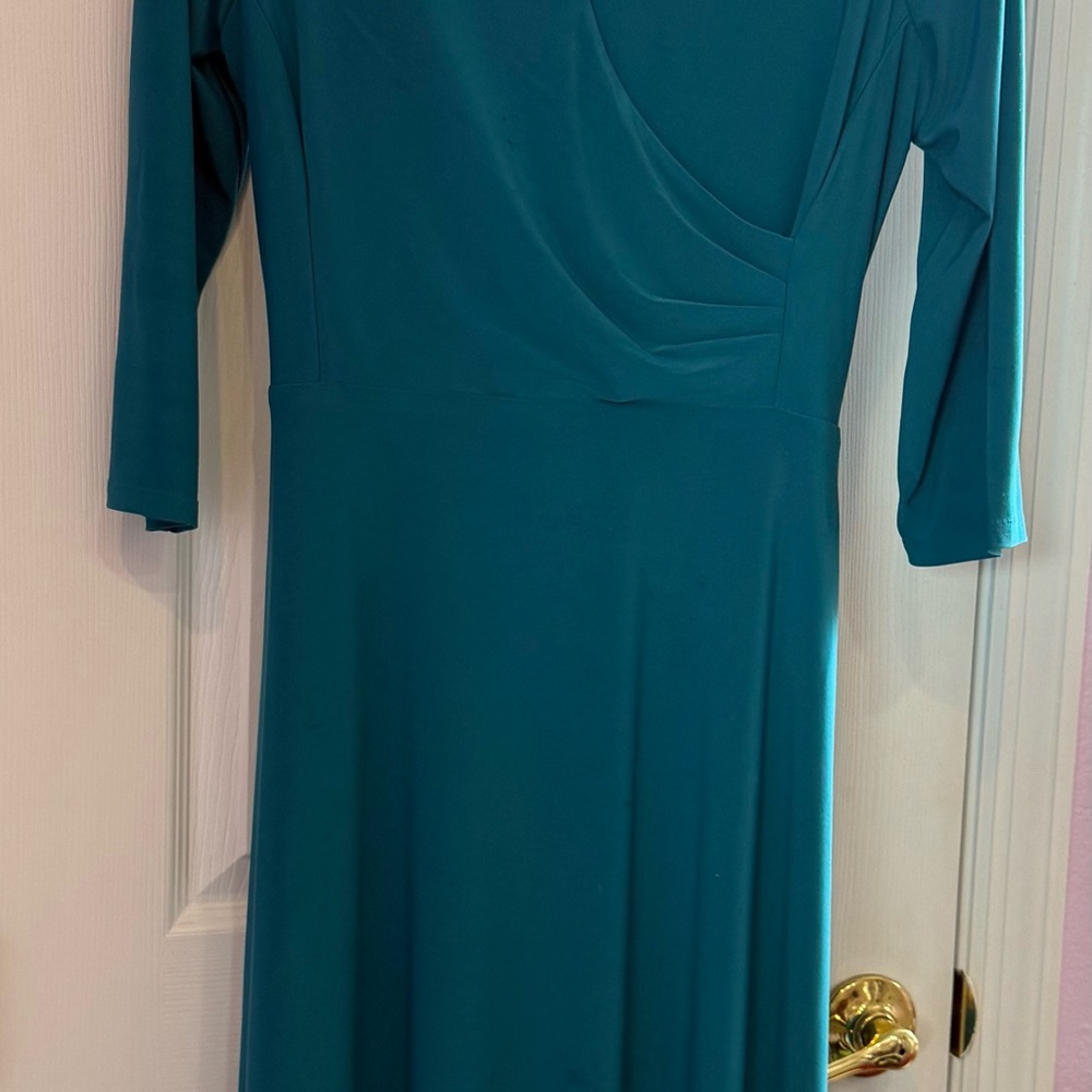 Ralph Lauren Teal Long Sleeve V-Neck Dress